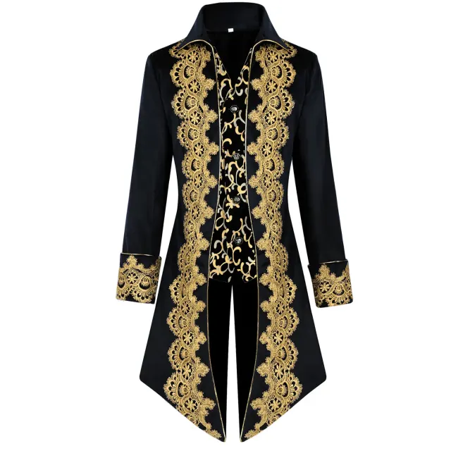Herren-Spitzenfrack Mittelalter-Punk Cosplay-Mantel Detail 1