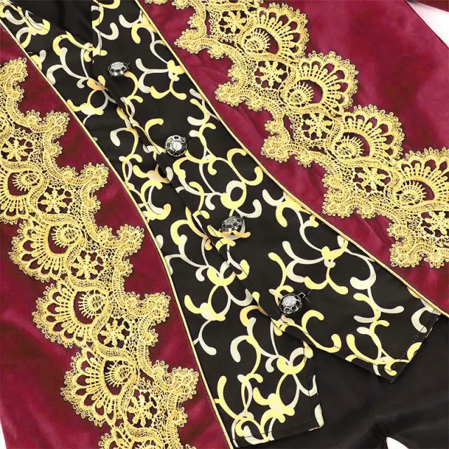 Herren-Spitzenfrack Mittelalter-Punk Cosplay-Mantel Detail 15