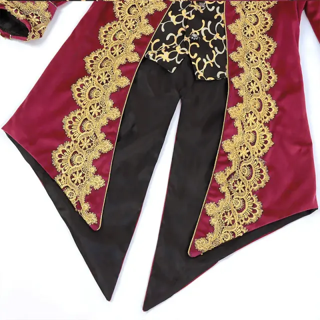 Herren-Spitzenfrack Mittelalter-Punk Cosplay-Mantel Detail 16