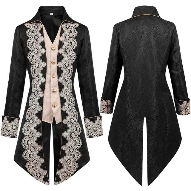 Queue-de-pie en dentelle pour homme, costume de scène gothique victorien détail 1
