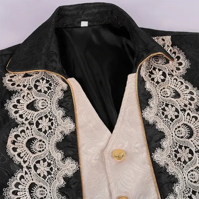 Queue-de-pie en dentelle pour homme, costume de scène gothique victorien détail 2