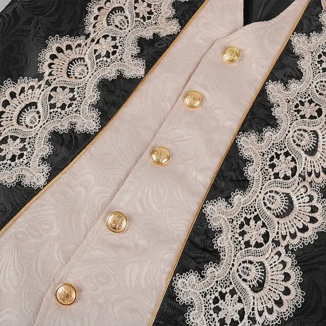 Queue-de-pie en dentelle pour homme, costume de scène gothique victorien détail 3