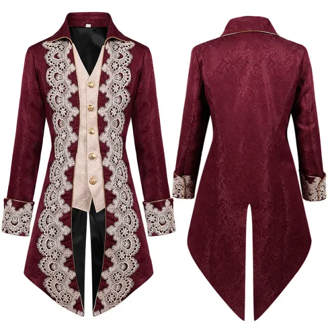Queue-de-pie en dentelle pour homme, costume de scène gothique victorien détail 7