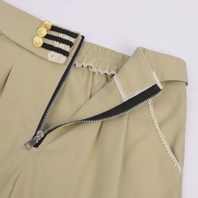 Men's Medieval Baroque Gold-Button High-Waist Cosplay Pants detail 9