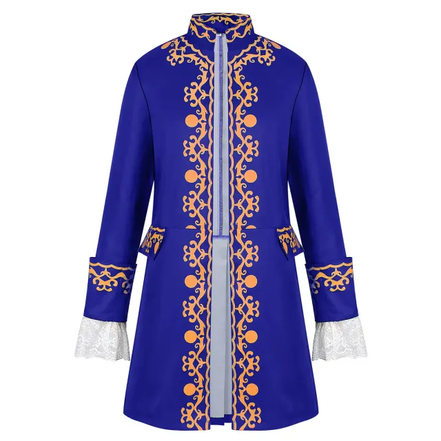 Men's Medieval Court Print Prince Coat for Halloween Cosplay detail 15