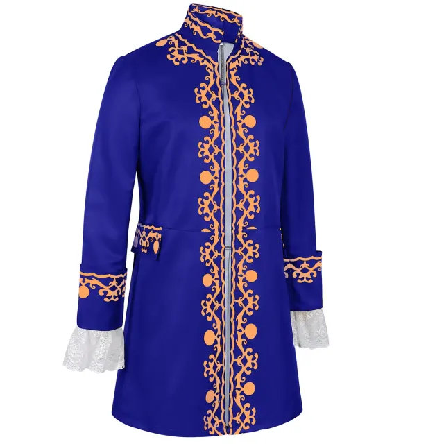 Men's Medieval Court Print Prince Coat for Halloween Cosplay detail 17