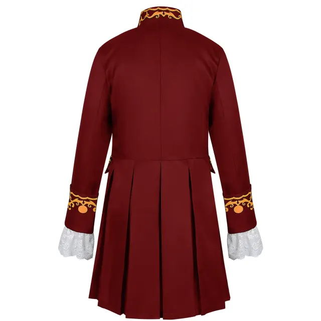 Men's Medieval Court Print Prince Coat for Halloween Cosplay detail 21