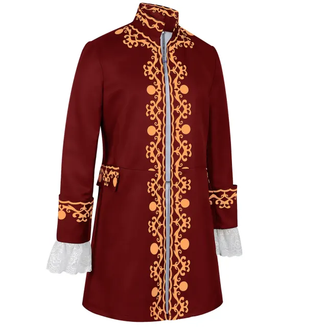 Men's Medieval Court Print Prince Coat for Halloween Cosplay detail 22
