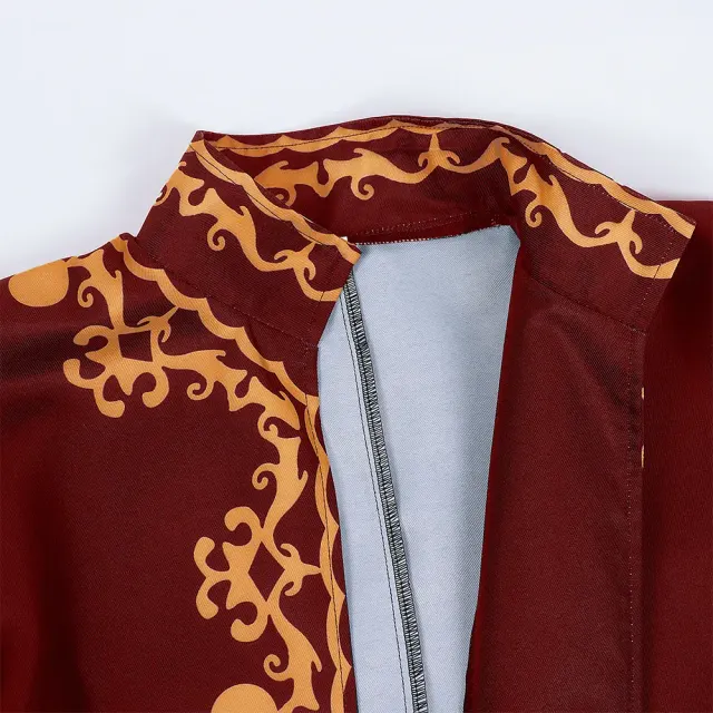 Men's Medieval Court Print Prince Coat for Halloween Cosplay detail 23