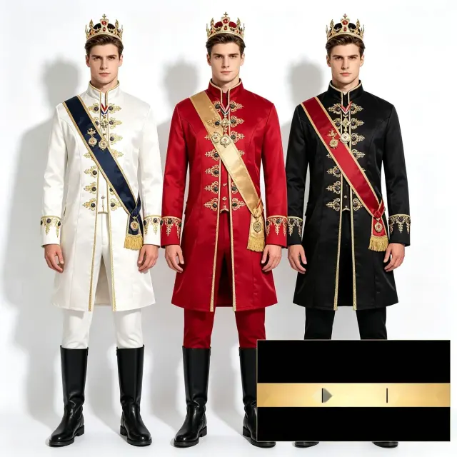 Chaqueta de corte bordada de estilo medieval para hombre, de manga larga y color negro, diseñada para cosplay y actuaciones de escenario.