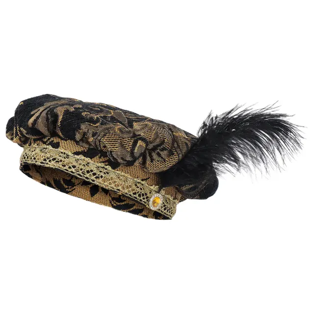 Men's Medieval Feather Top Hat for Cosplay and Court Costumes detail 1