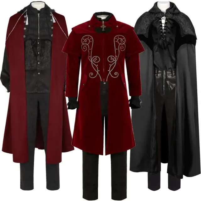 detalle de Conjunto de cosplay de levita, camisa y pantalón de estilo medieval para hombre 1