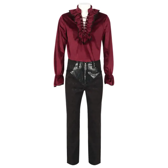 detalle de Conjunto de cosplay de levita, camisa y pantalón de estilo medieval para hombre 23