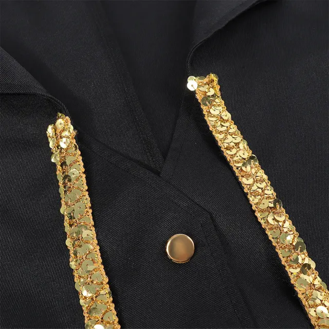 detalle de Frac medieval con ribete dorado para cosplay de Halloween para hombre 6