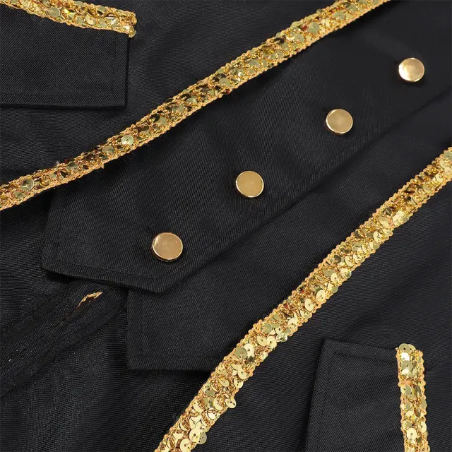 detalle de Frac medieval con ribete dorado para cosplay de Halloween para hombre 7