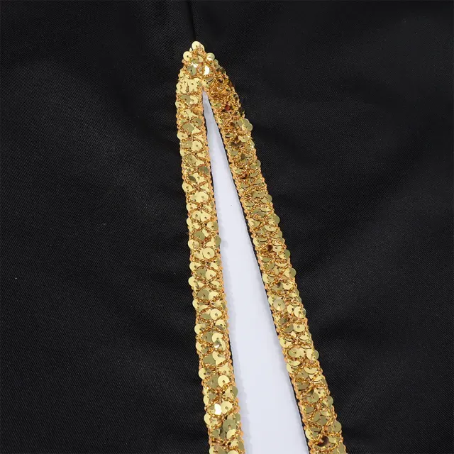 detalle de Frac medieval con ribete dorado para cosplay de Halloween para hombre 11