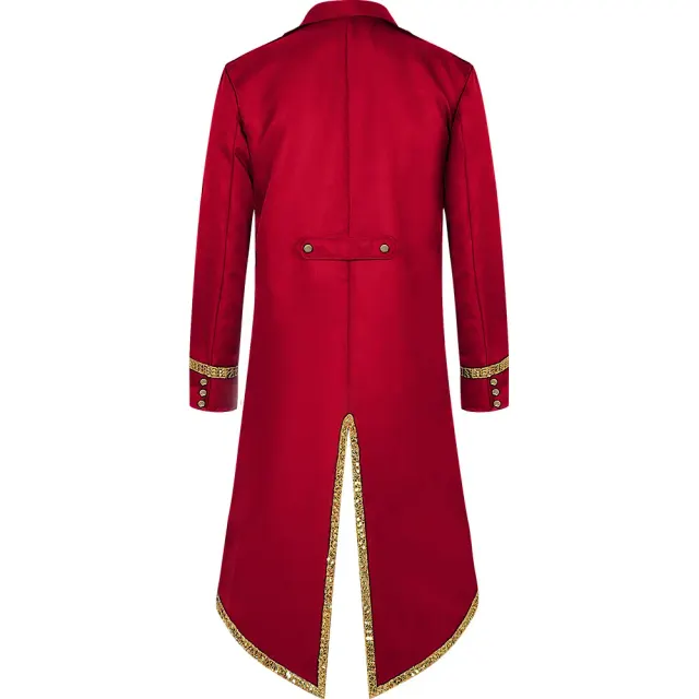 detalle de Frac medieval con ribete dorado para cosplay de Halloween para hombre 14