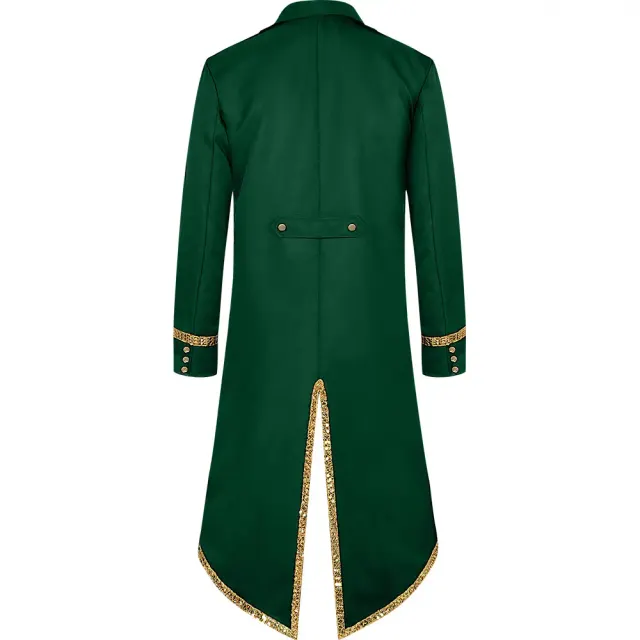 detalle de Frac medieval con ribete dorado para cosplay de Halloween para hombre 18