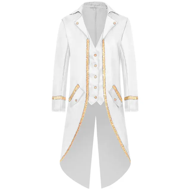 detalle de Frac medieval con ribete dorado para cosplay de Halloween para hombre 21