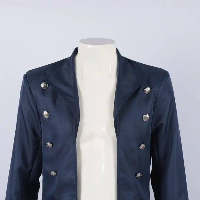 Langer mittelalterlicher Gothic-Trenchcoat für Herren für Halloween-Cosplay Detail 2