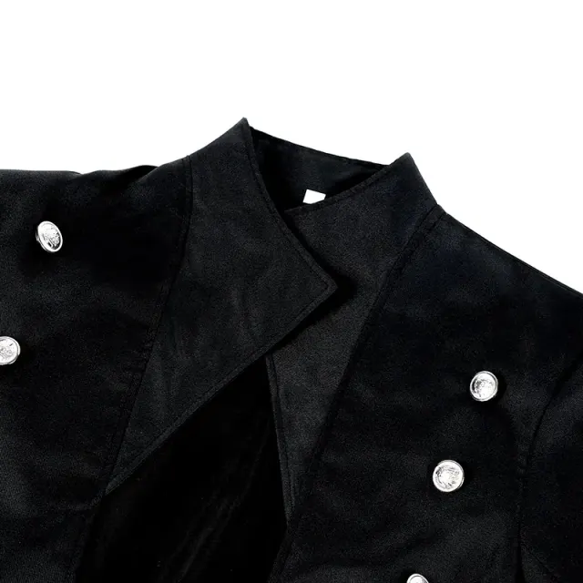 Langer mittelalterlicher Gothic-Trenchcoat für Herren für Halloween-Cosplay Detail 11