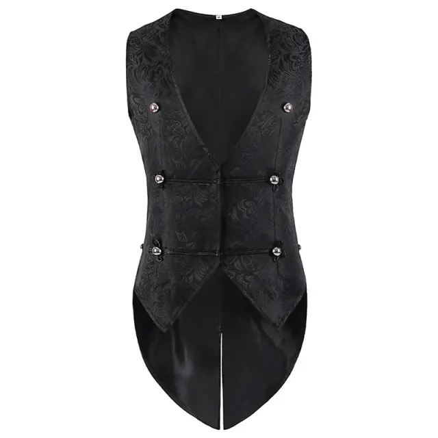 Mittelalterliches Gothic-Kostüm mit Jacquard-Frackweste für Herren Detail 7