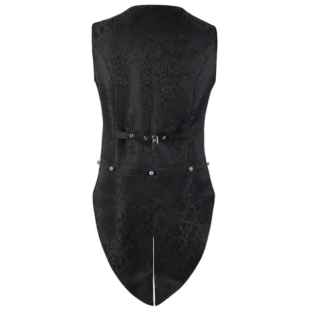 Mittelalterliches Gothic-Kostüm mit Jacquard-Frackweste für Herren Detail 8