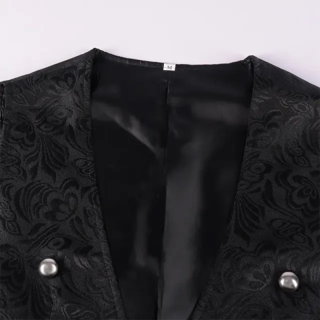 Mittelalterliches Gothic-Kostüm mit Jacquard-Frackweste für Herren Detail 9