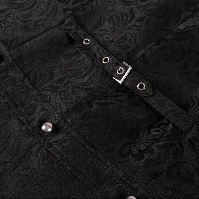 Mittelalterliches Gothic-Kostüm mit Jacquard-Frackweste für Herren Detail 13