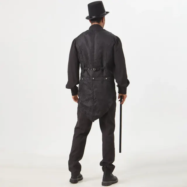 Mittelalterliches Gothic-Kostüm mit Jacquard-Frackweste für Herren Detail 17