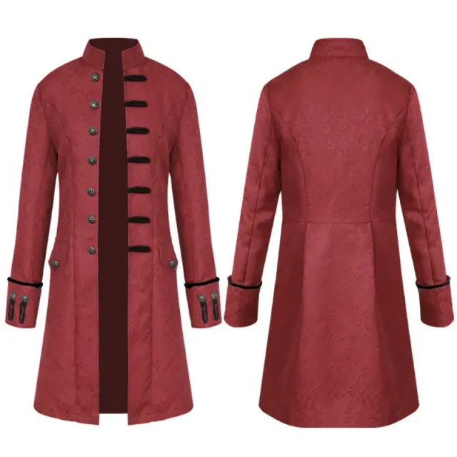 Men's Medieval Jacquard Cosplay Costume Set with Shirt & Pants detail 4