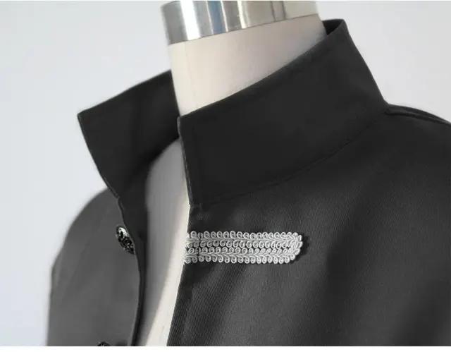 Men's Medieval Jacquard Stand-Collar Long Coat for Cosplay detail 23