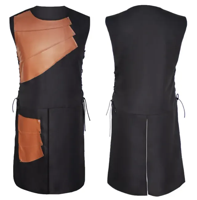 Herren-Mittelalter-Ritter-Cosplay-Kostüm mit Lederweste für Halloween Detail 6