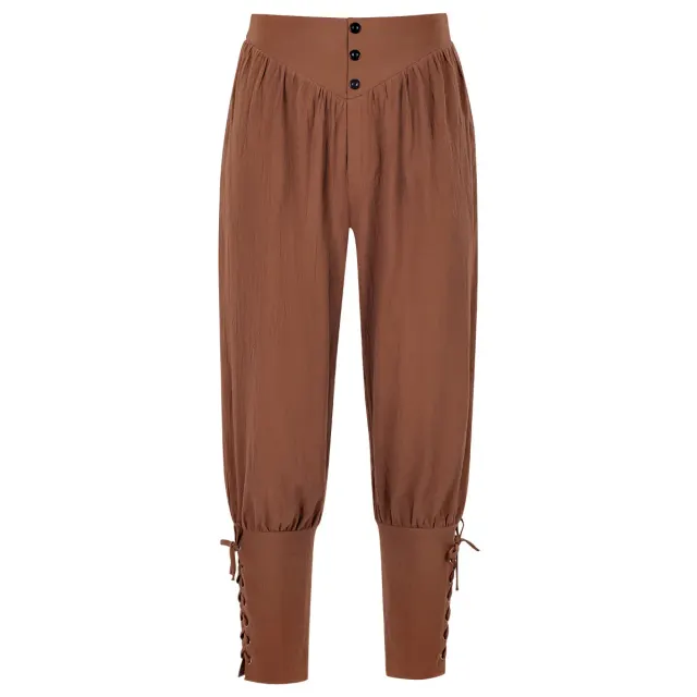 detalle de Pantalones de cosplay de pirata medieval con cordones para hombre 1