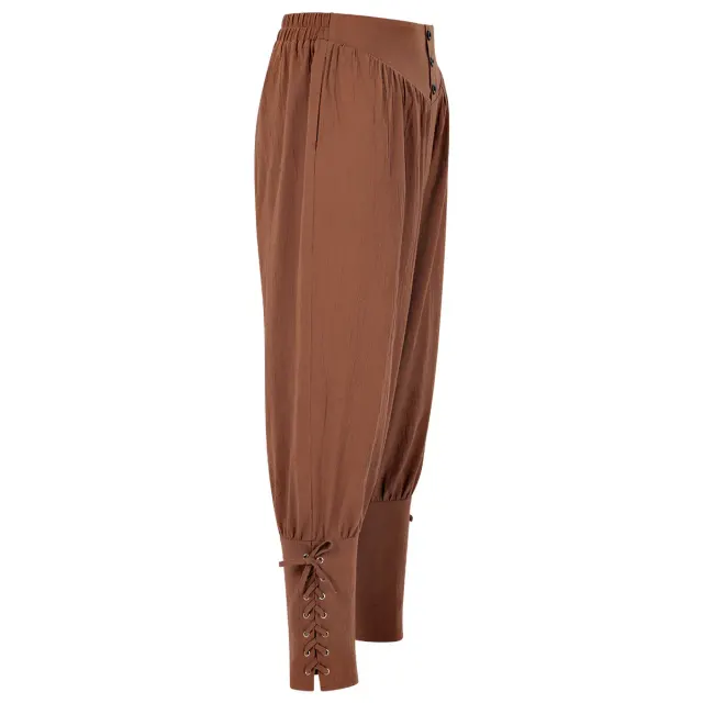 detalle de Pantalones de cosplay de pirata medieval con cordones para hombre 2
