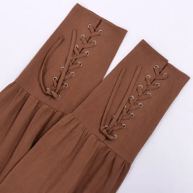 detalle de Pantalones de cosplay de pirata medieval con cordones para hombre 11