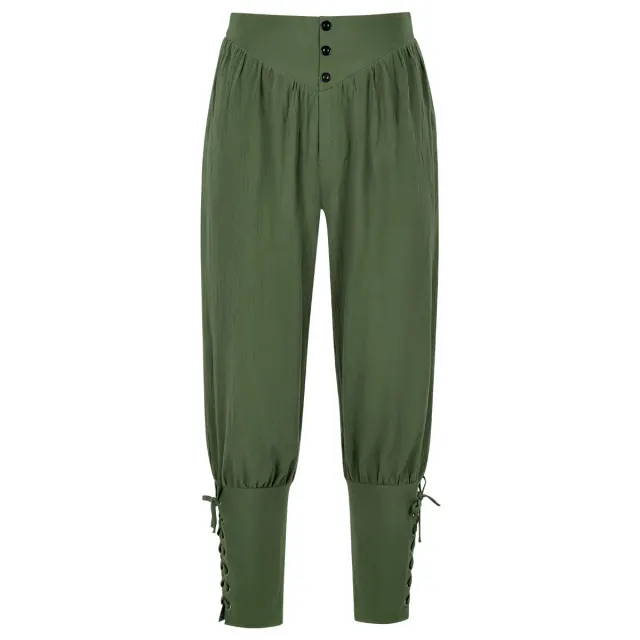 detalle de Pantalones de cosplay de pirata medieval con cordones para hombre 13