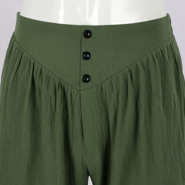detalle de Pantalones de cosplay de pirata medieval con cordones para hombre 16