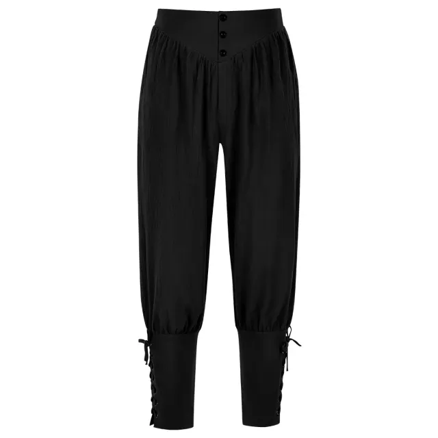 detalle de Pantalones de cosplay de pirata medieval con cordones para hombre 24