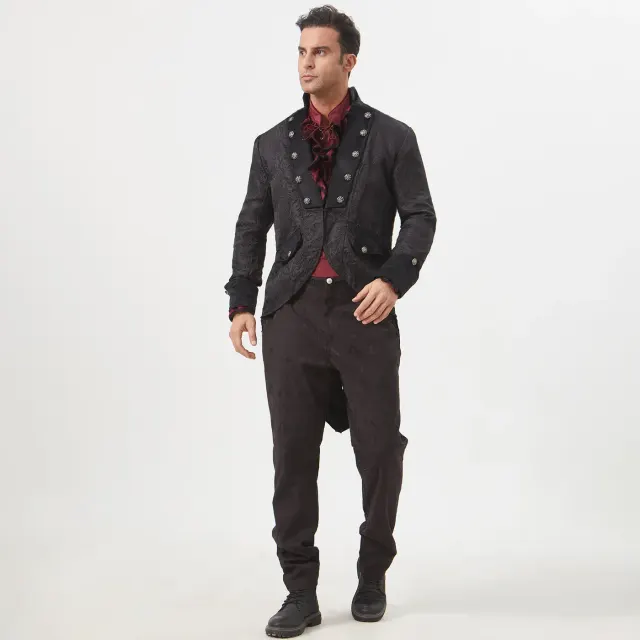 Men's Medieval Punk Cosplay Tailcoat, Shirt & Pants detail 11