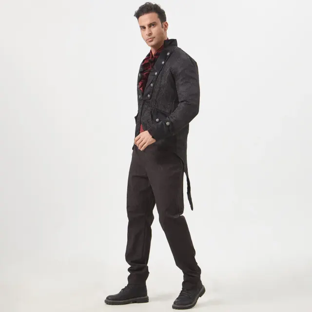 Men's Medieval Punk Cosplay Tailcoat, Shirt & Pants detail 12