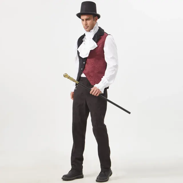 Men's Medieval Punk Vest for Halloween Cosplay Stage Costume detail 12