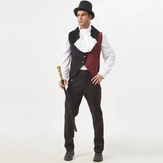 Men's Medieval Punk Vest for Halloween Cosplay Stage Costume detail 13