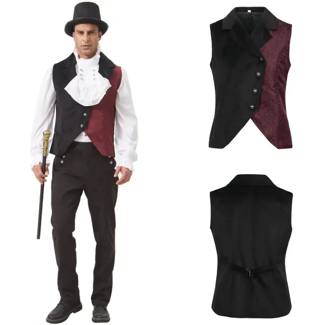 Unisex medieval punk vest for Halloween cosplay and stage costume wear.