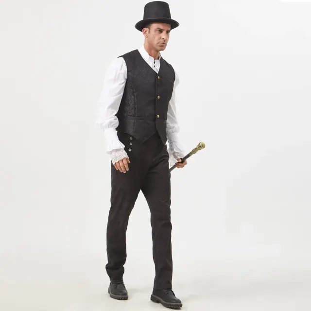 男士中世纪短款提花马甲万圣节 Cosplay 服装 详情 3