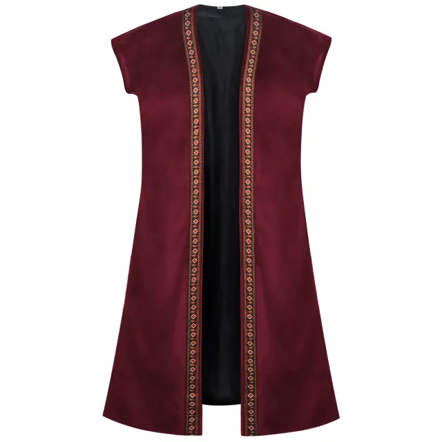 Men's Pirate Embroidered Long Vest Medieval Cosplay Costume detail 10