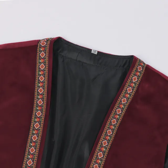 Men's Pirate Embroidered Long Vest Medieval Cosplay Costume detail 12