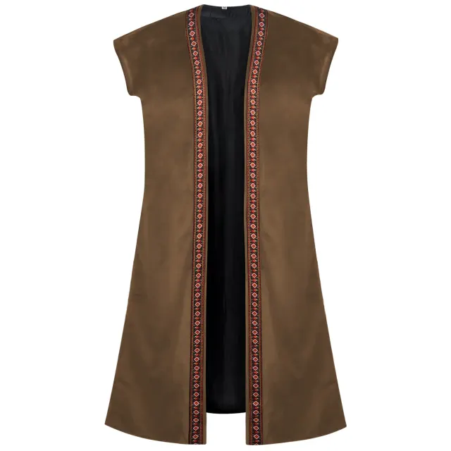 Men's Pirate Embroidered Long Vest Medieval Cosplay Costume detail 16