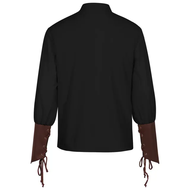 Men's Pirate Shirt and Vest Renaissance Halloween Costume Set detail 3