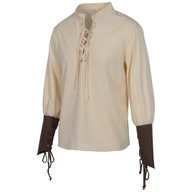 Men's Pirate Shirt and Vest Renaissance Halloween Costume Set detail 8